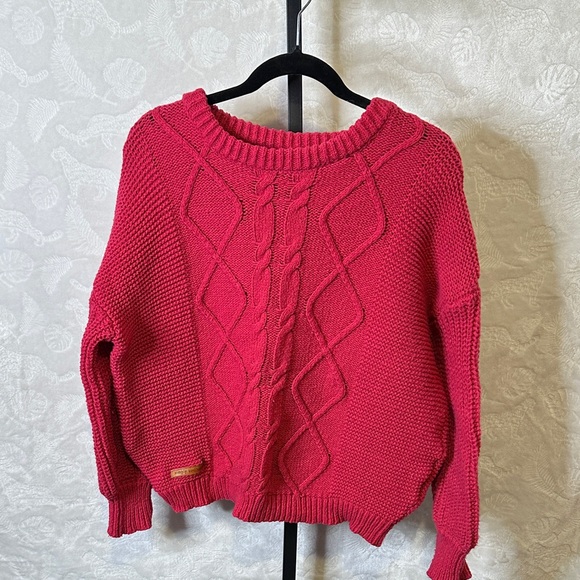 Simply Southern Raspberry Cable Knit Sweater - Picture 1 of 4